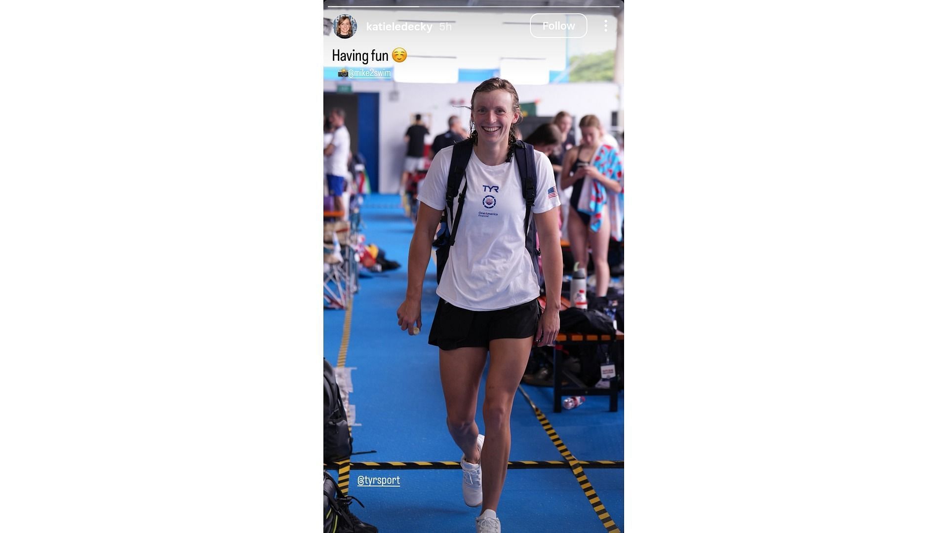 Screenshot of Ledecky's Instagram story featuring her preparations in Singapore (Image via: @katieledecky)